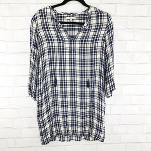Madewell Black Blue & White Flannel Shirt Dress Women's Size XS